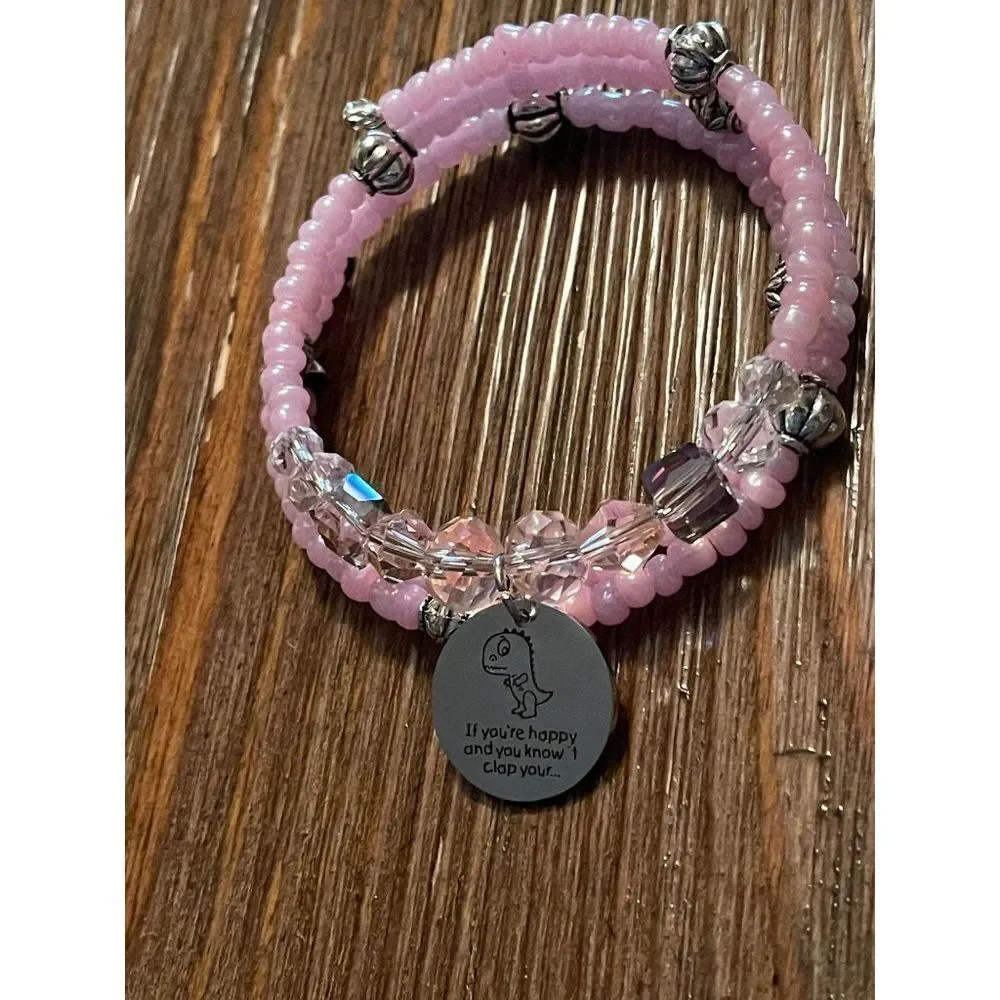 Hand Crafted pink beaded